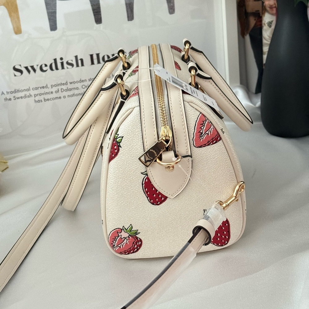 Coach Rowan Satchel Bag With Strawberry Print CAL63 - Picture 5 of 11